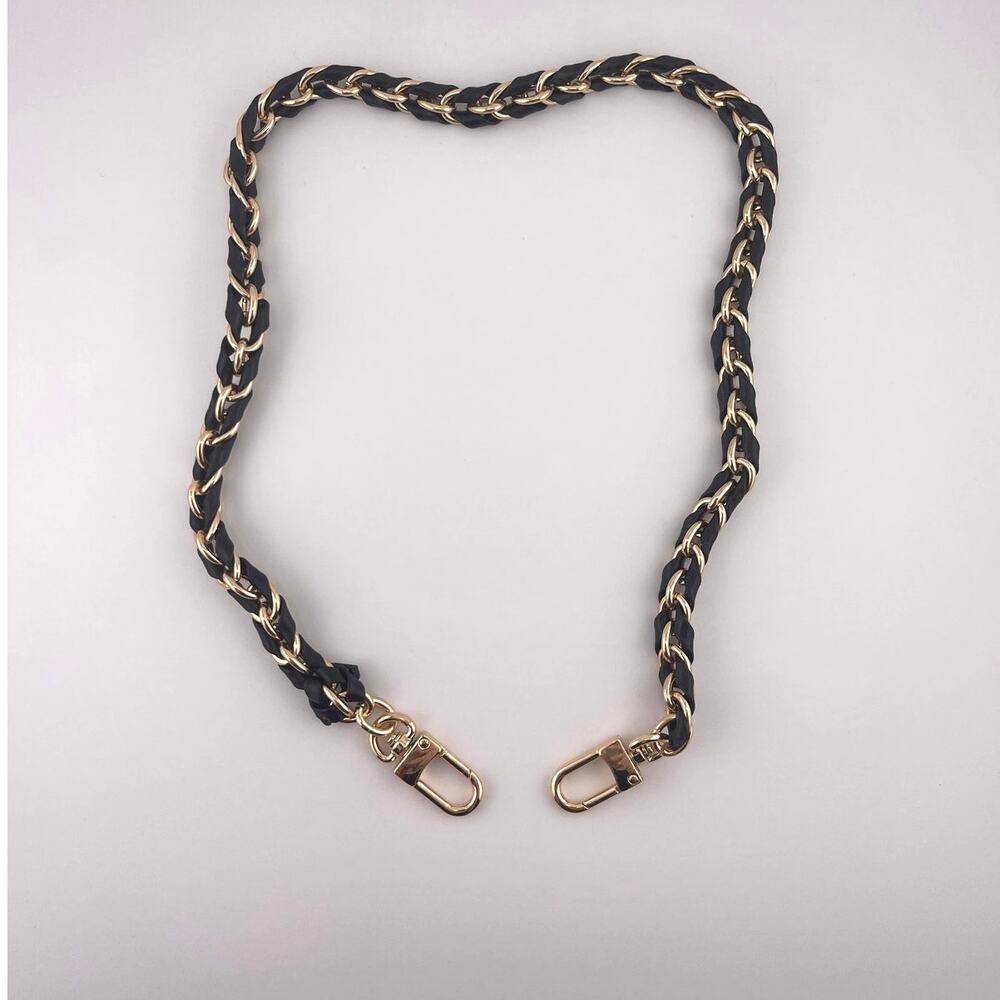 New Gold Tone Woven Black Purse Strap 23 inch Swivel Lobster‎ Clasp - Picture 3 of 6